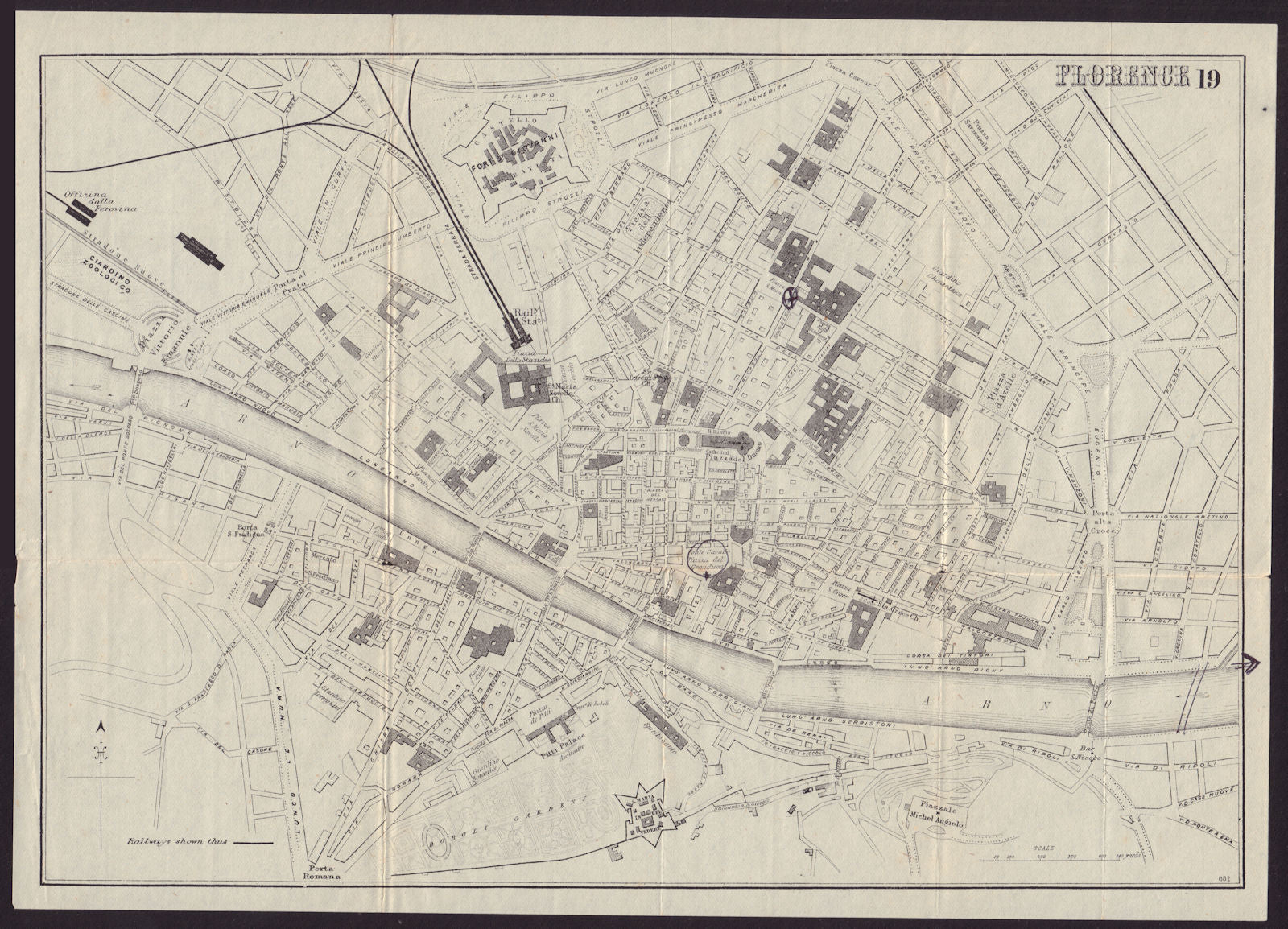 ITALY. Florence. Firenze. town city plan 1882 old antique map chart